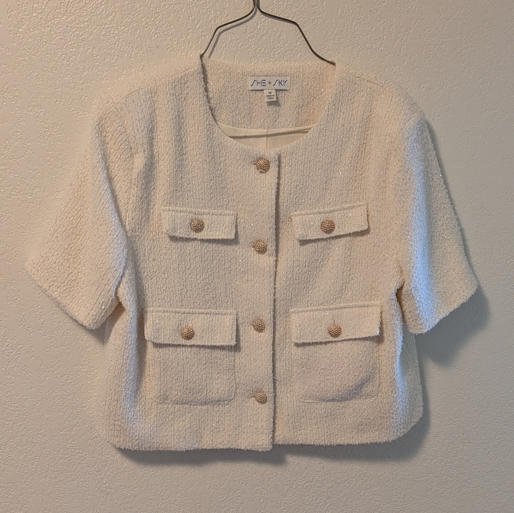 She & Sky Elegant Cream Women's Jacket - Picture 2 of 7